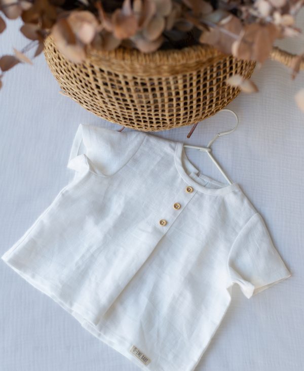 BLUSA 3 BOTONES LINO BLANCO