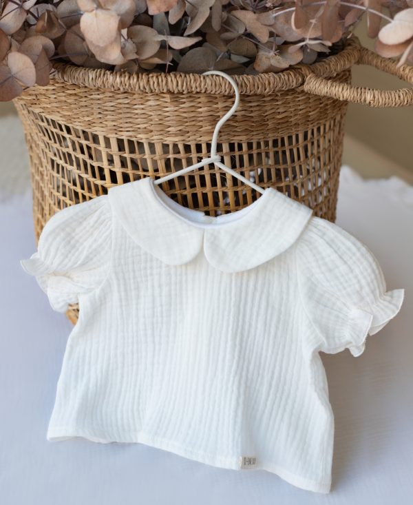 BLUSA BAMBULA BLANCO CRUDO CUELLO BEBÉ MANGA CORTA