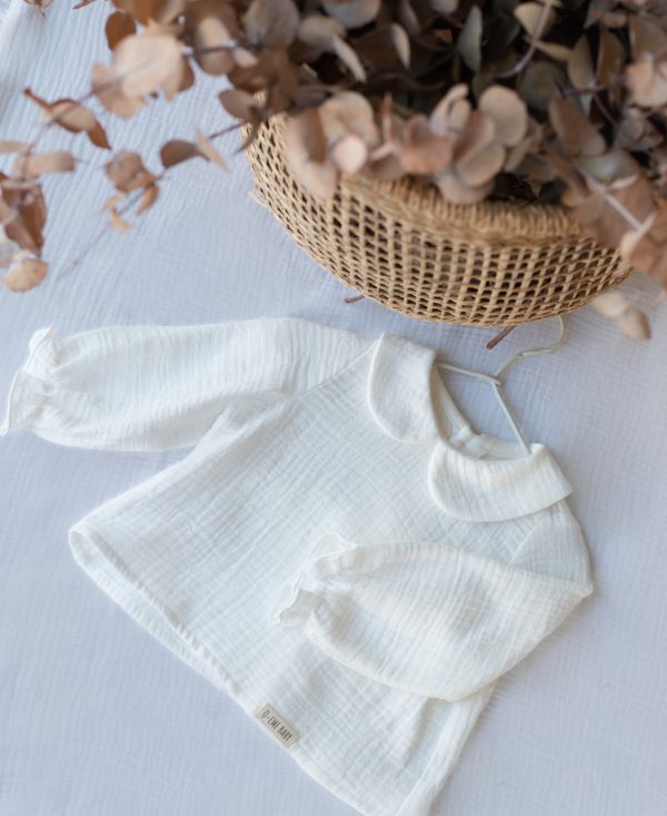 BLUSA BAMBULA BLANCO CRUDO CUELLO BEBÉ MANGA LARGA