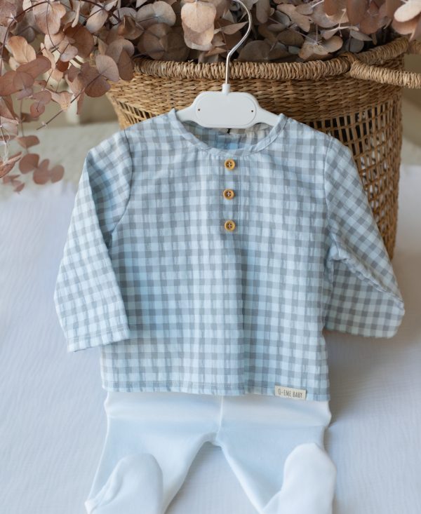 PIJAMA 3 BOTONES VICHY GRIS