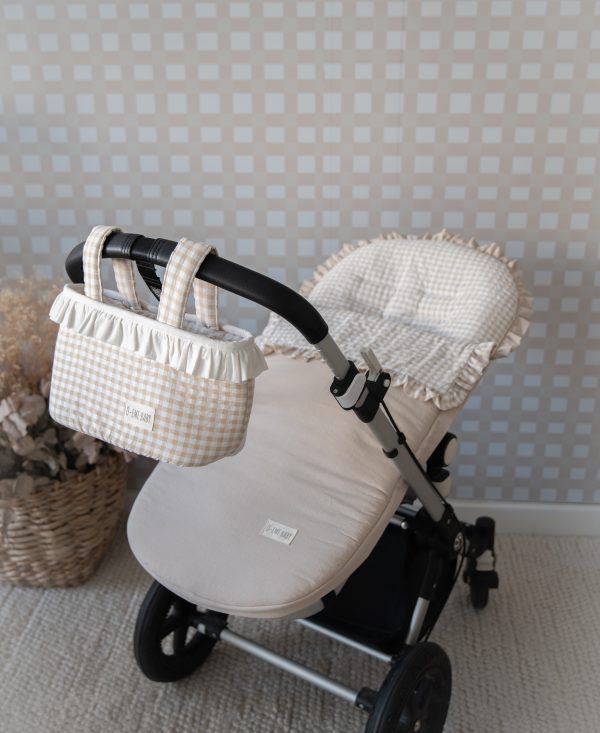PACK SACO SILLA Y MINI AMAREI LONETA ARENA Y VICHY BEIGE CLASIC