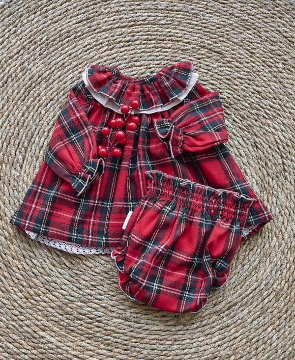 Vestido Canesú Escocés rojo