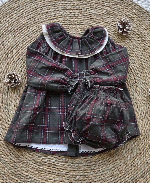 Vestido Canesú Escocés verde